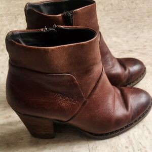 Paul Green Brown Leather Ankle Boots - Women